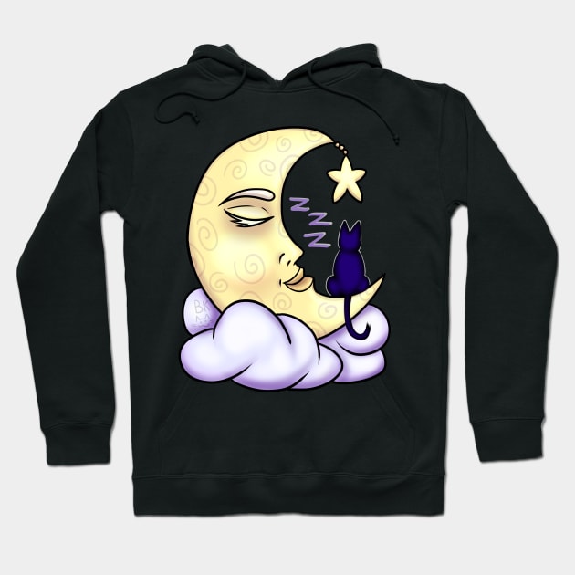 Sleeping Moon and Cat Hoodie by Bluekittie